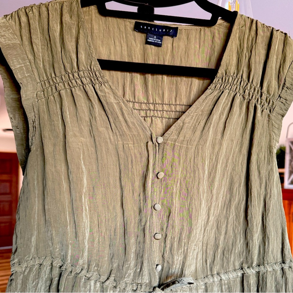 Sanctuary Olive Button-Down Blouse - image 1